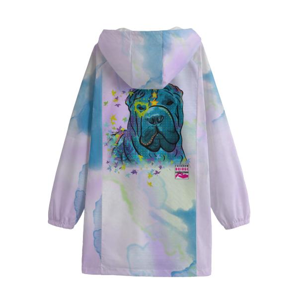 Leichte Regenjacke Itchy – Popart Hundemotiv, 100 % Polyester, Unisex, Mix, Mischling, Shar Pei